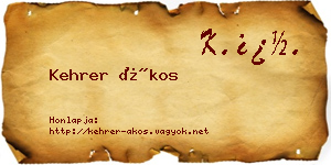 Kehrer Ákos névjegykártya